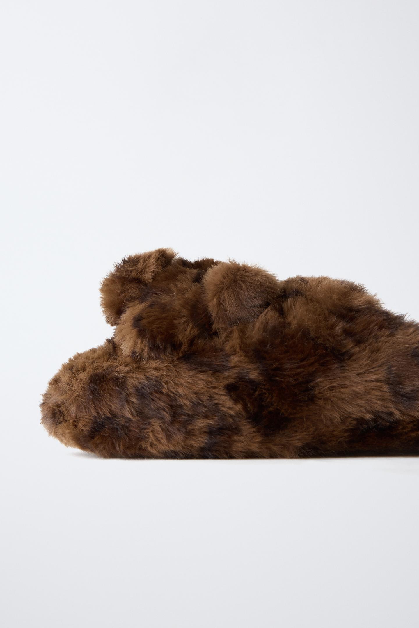 Детские тапочки Zara Bear Slippers, цвет: Коричневый — фото 6