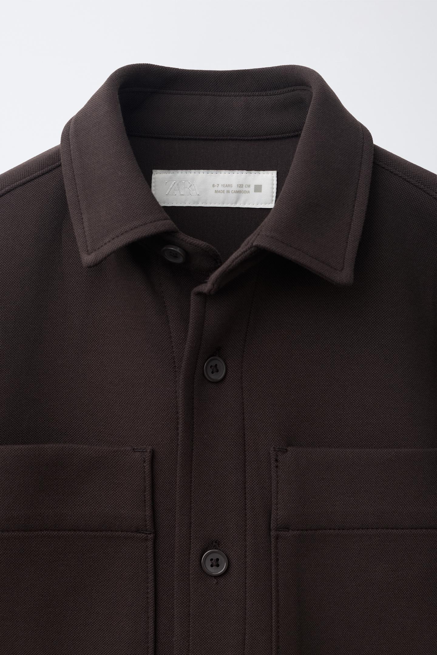 Детская рубашка Zara Comfort Pocket Overshirt, цвет: Шоколадный — фото 3