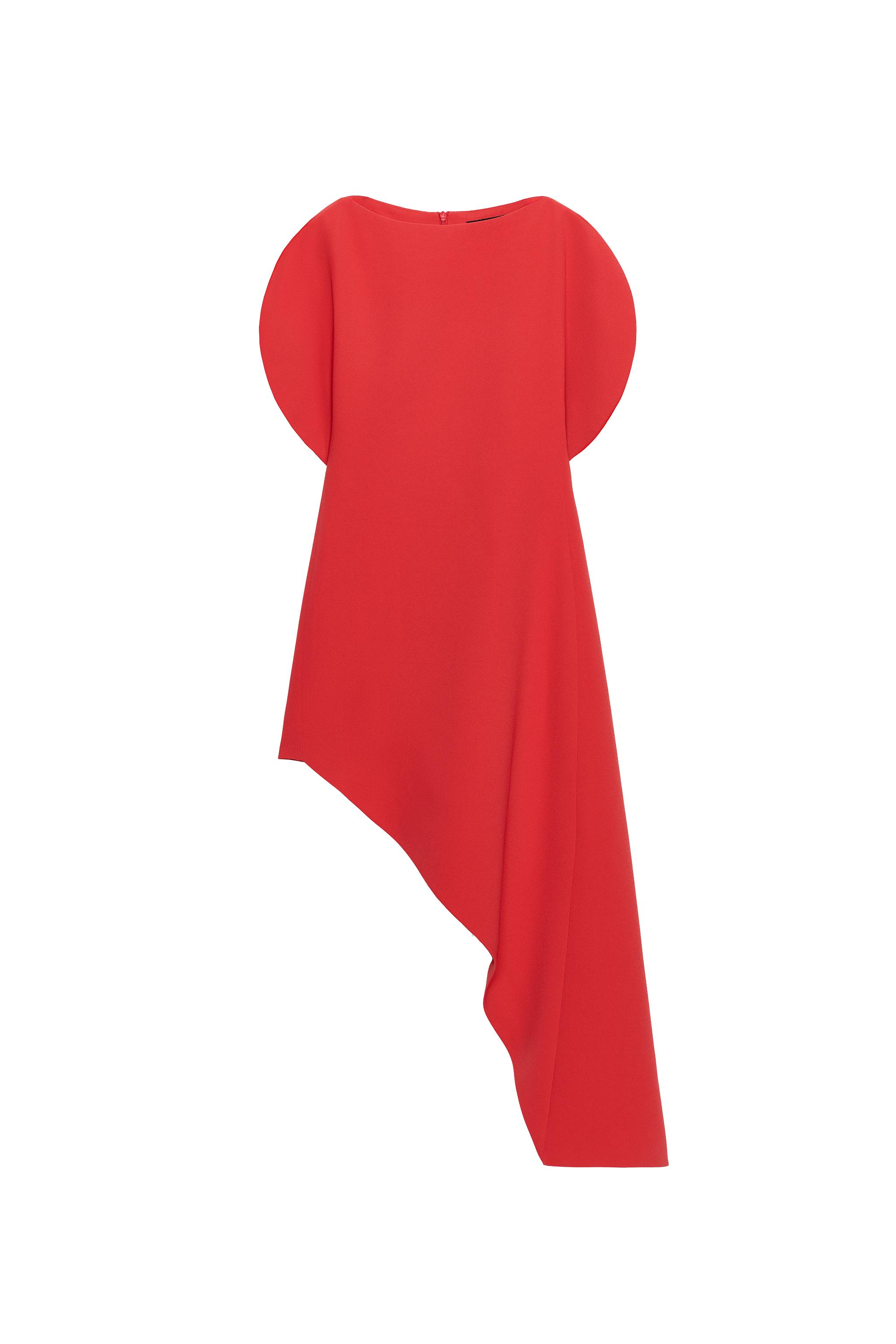 ZW COLLECTION ASYMMETRIC MIDI DRESS - Bright red | ZARA United States ZW COLLECTION ASYMMETRIC MIDI DRESS - Bright red | ZARA United States