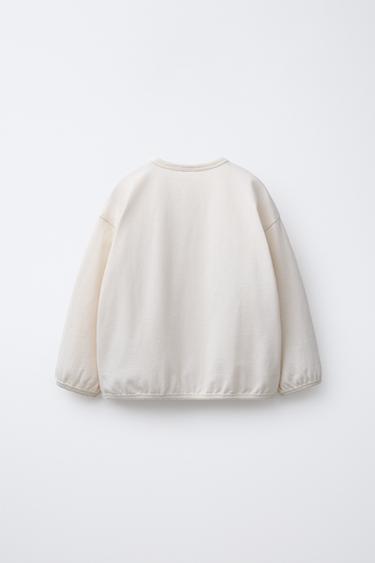CONTRAST EMBROIDERY T-SHIRT - Ecru by Zara - Image 1