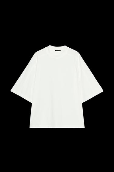 T-SHIRT WITH TAG APPLIQUÉ - Oyster-white by Zara - Image 0