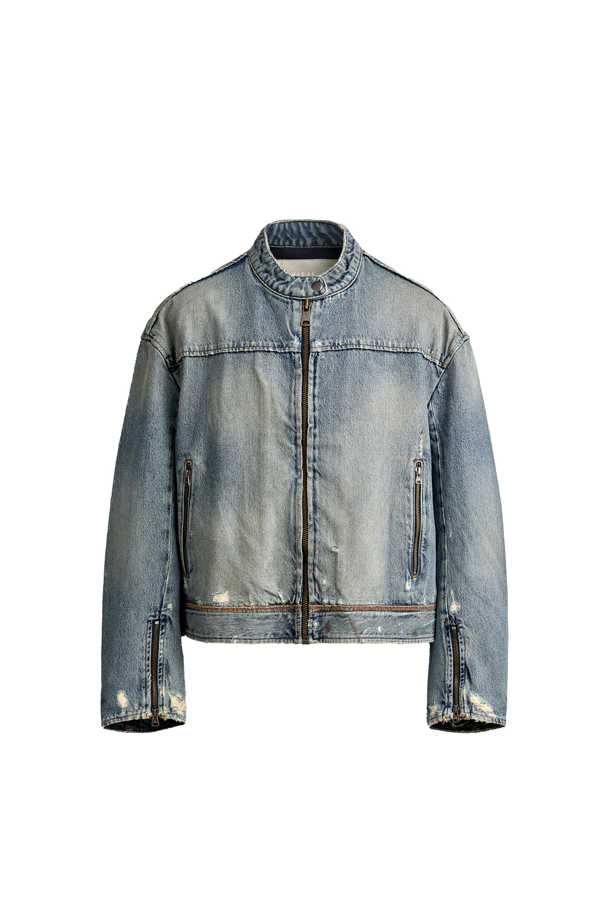 CAZADORA BIKER DENIM CROPPED FIT