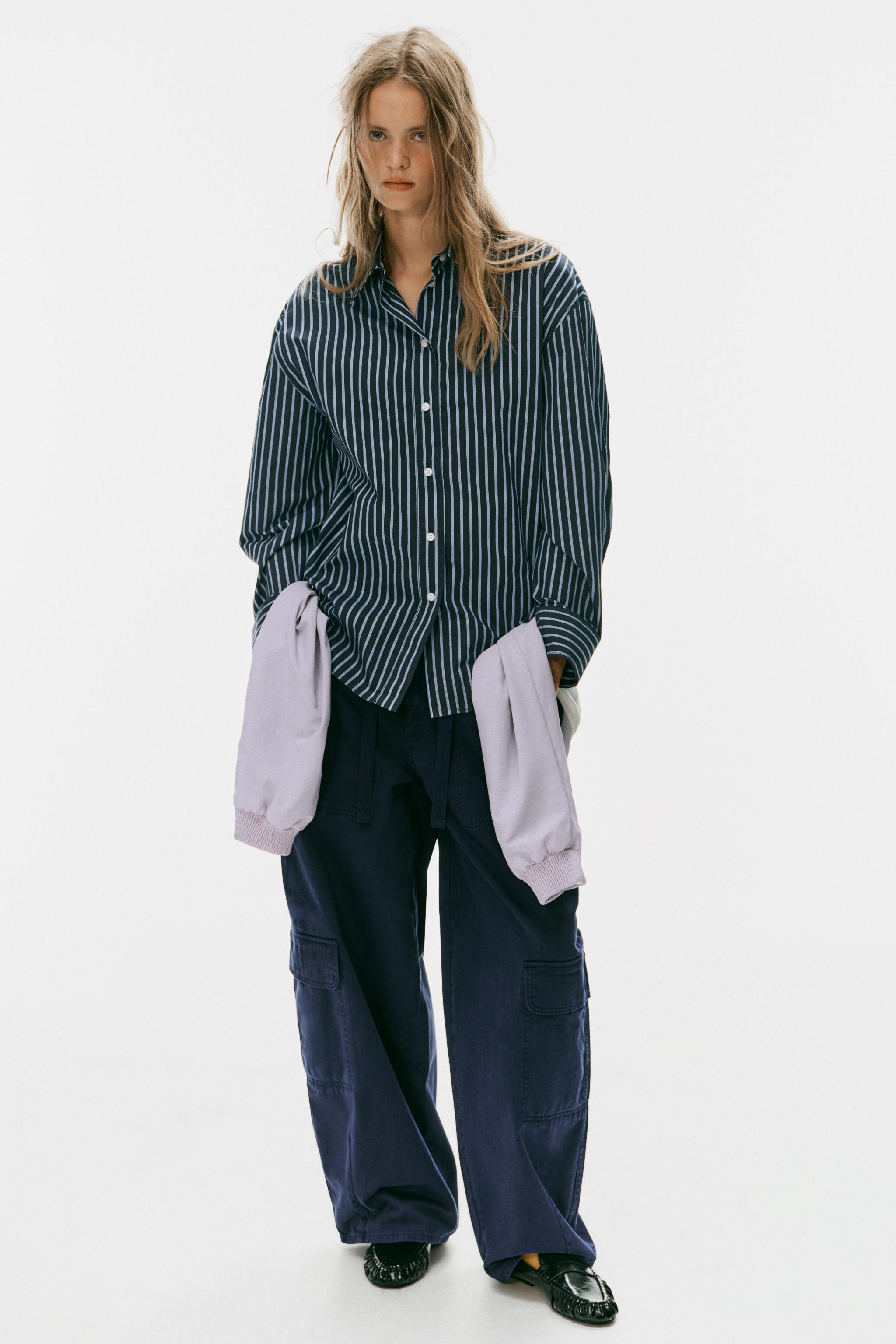 STRIPED OVERSIZE POPLIN SHIRT
