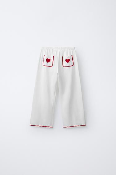 AGES 2-6/ WAVY TRIM AND HEART PRINT PYJAMAS - Ecru by Zara - Image 4