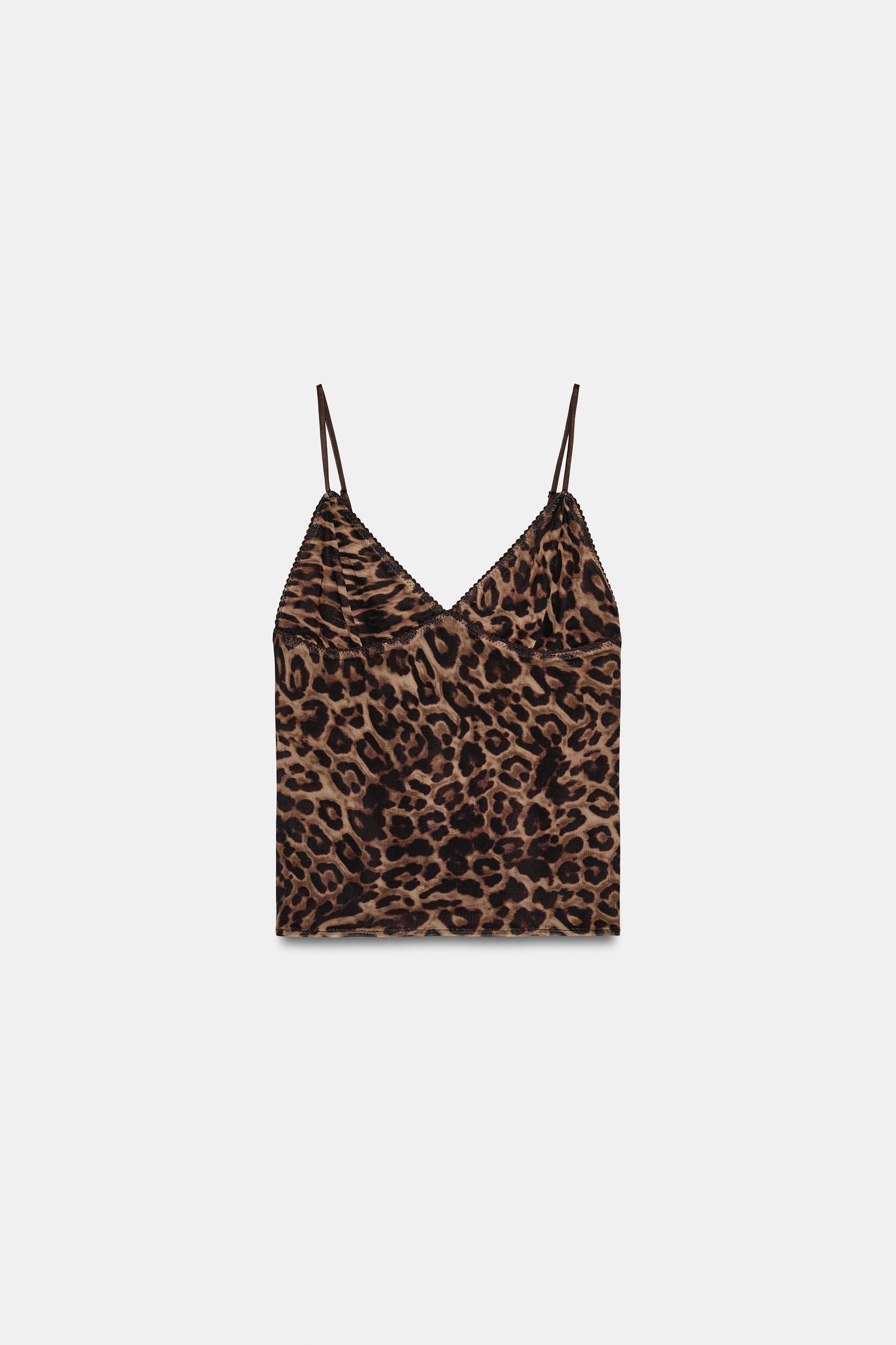 Zara Leopar Desenli Tül Top görsel 8