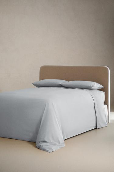 Zara PERCALE COTTON FLAT SHEET (300 THREAD COUNT) - Blue