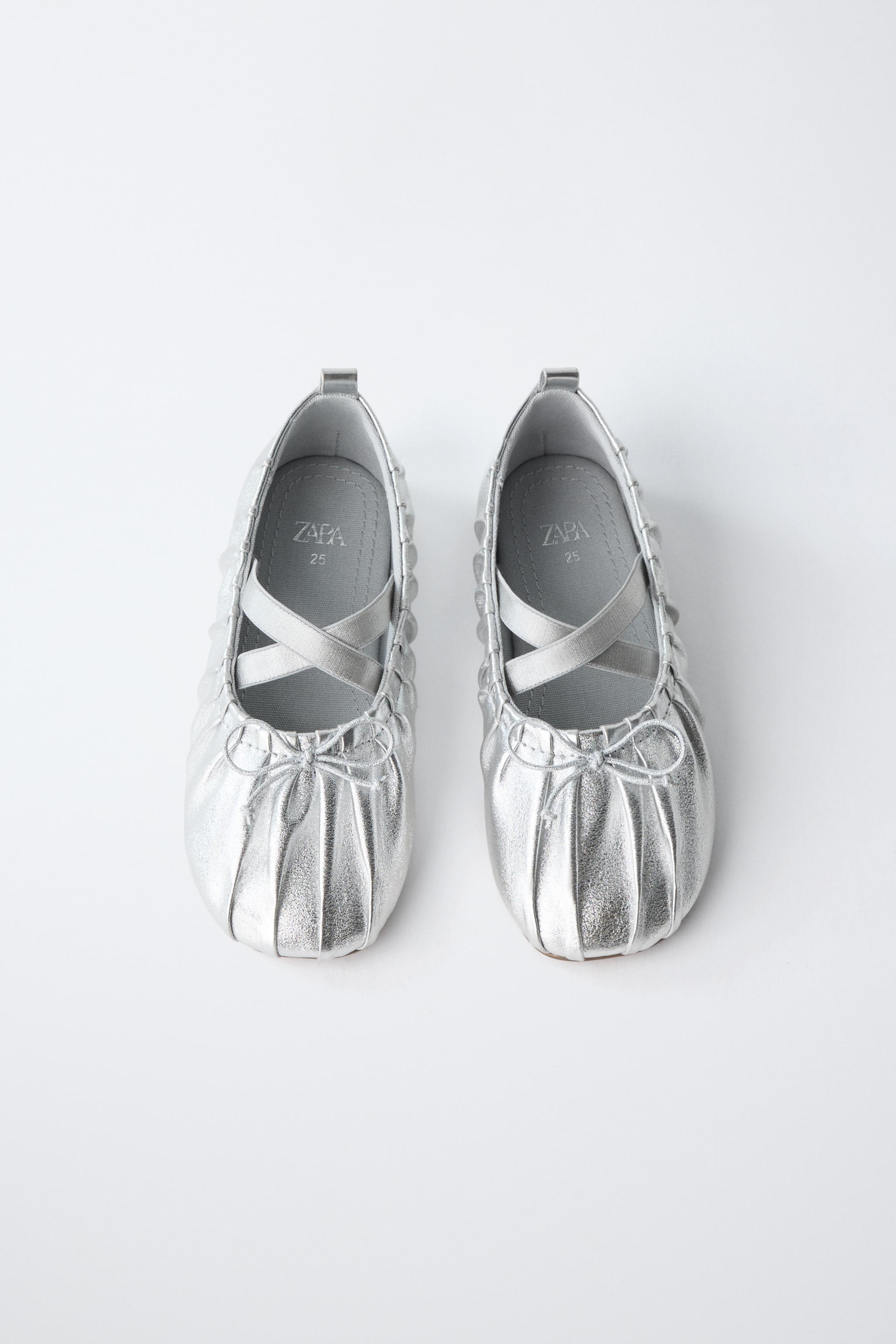 Обувь Zara METALLIC BALLET FLATS — фото 5