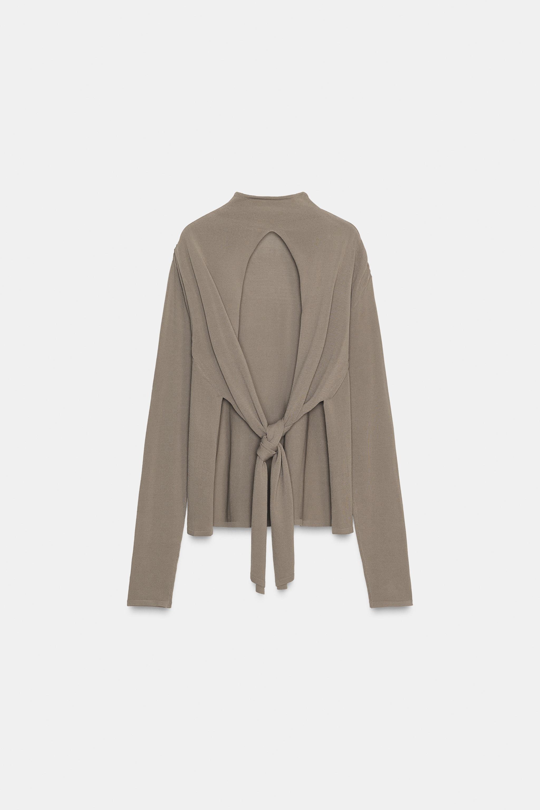 KNOTTED BACK KNIT TOP - Mink | ZARA United States