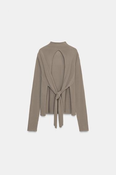 TOP EN MAILLE À NŒUD AU DOS - Vison de Zara - Image 8