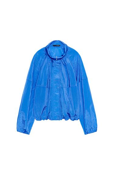 CHAQUETA NYLON FRUNCES - Azulón de Zara