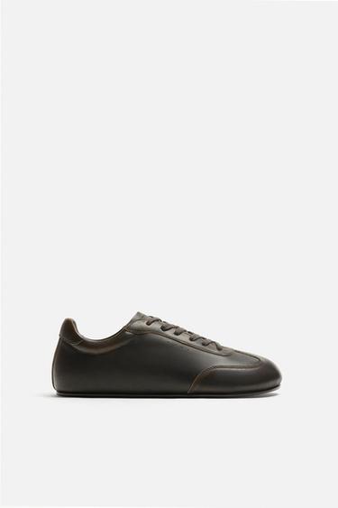 Zara LIMITED EDITION LEATHER SNEAKERS - Brown