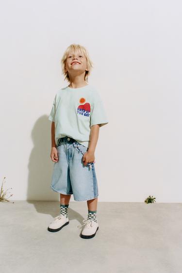 GARMENT DYE PRINT T-SHIRT - Turquoise by Zara