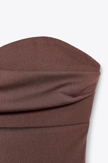 TEXTURED BANDEAU TOP - Brown by Zara - Image 6
