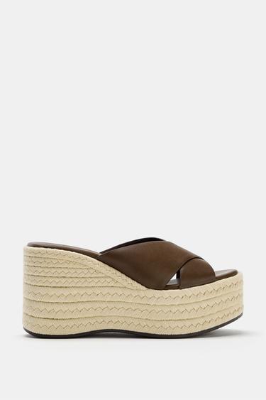 CRISS-CROSS PLATFORM WEDGES - Brown by Zara