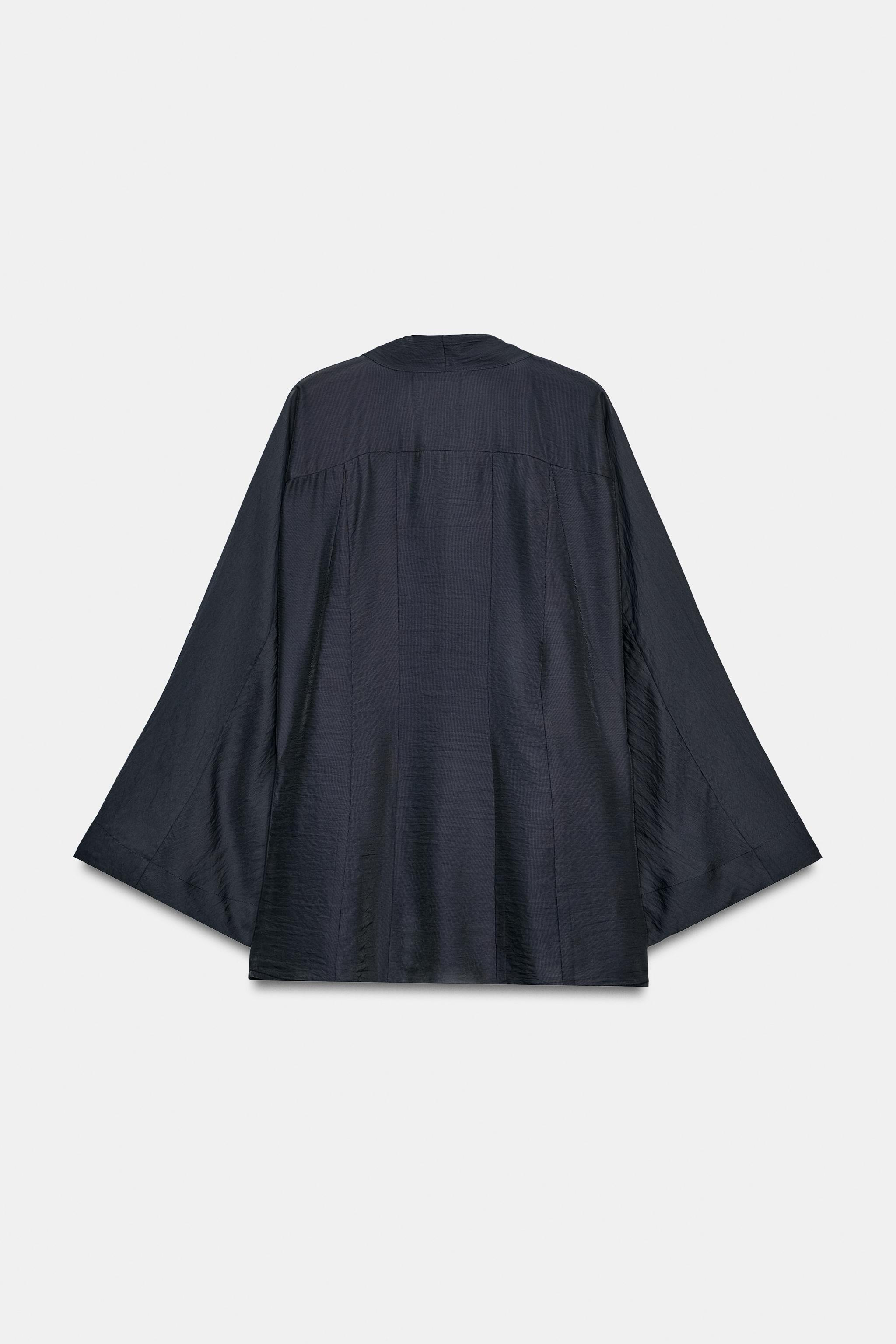 ZW COLLECTION WRAP SHIRT WITH FROG FASTENINGS - Dark gray | ZARA