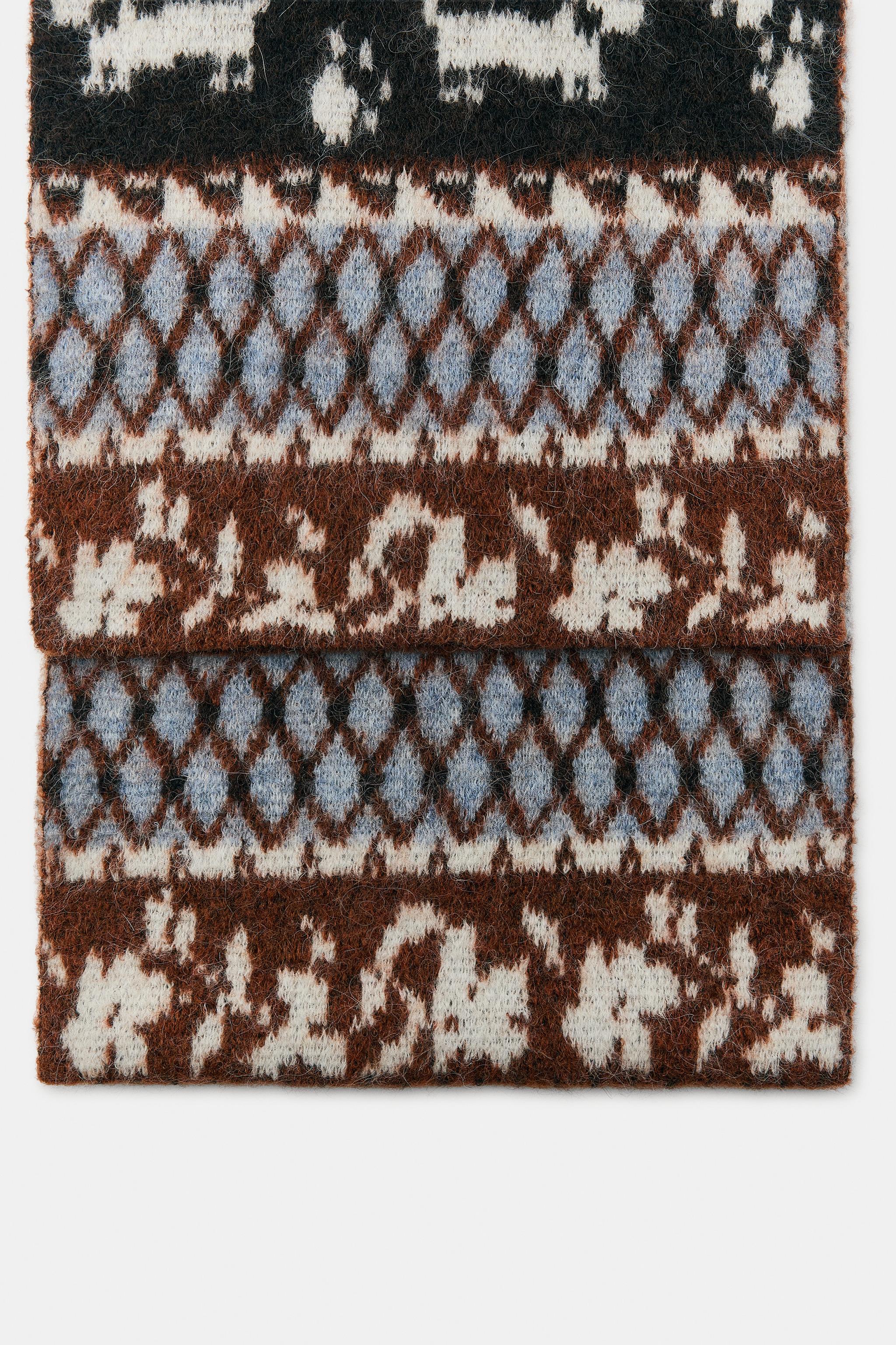 PRINTED KNIT SCARF - Blue | ZARA United States