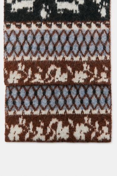 PRINTED KNIT SCARF - Blue by Zara - Image 3