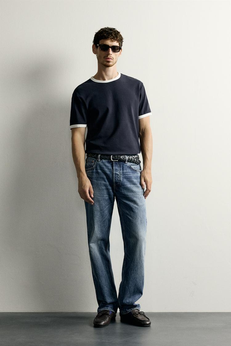 RINGER BASIC CONTRAST RIBBED T-SHIRT