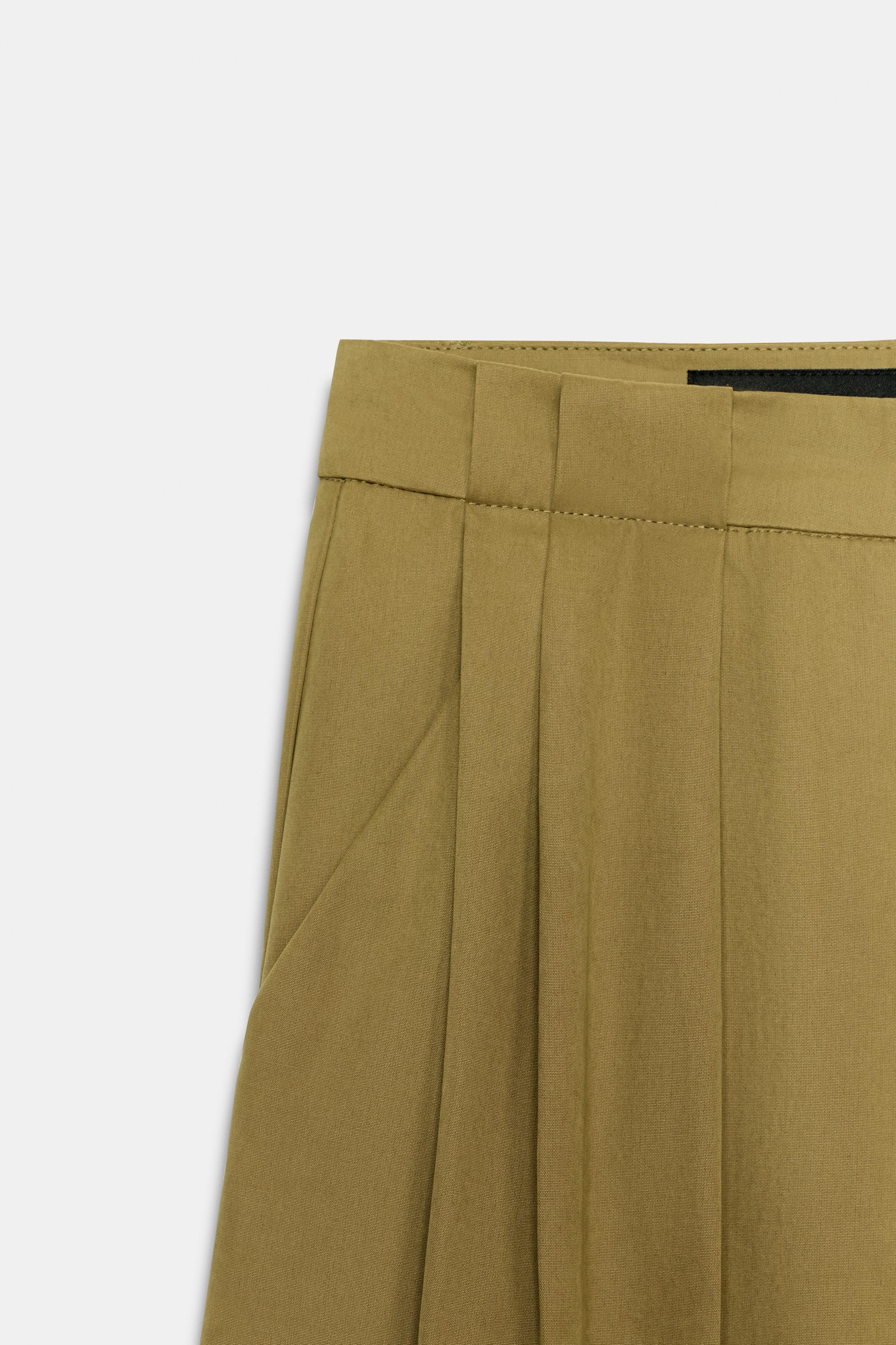 Женские брюки Zara PLEATED WIDE-LEG TROUSERS — фото 8