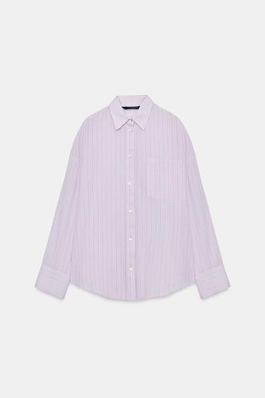 OVERSIZE GAUZE SHIRT WITH POCKET - Lilac by Zara