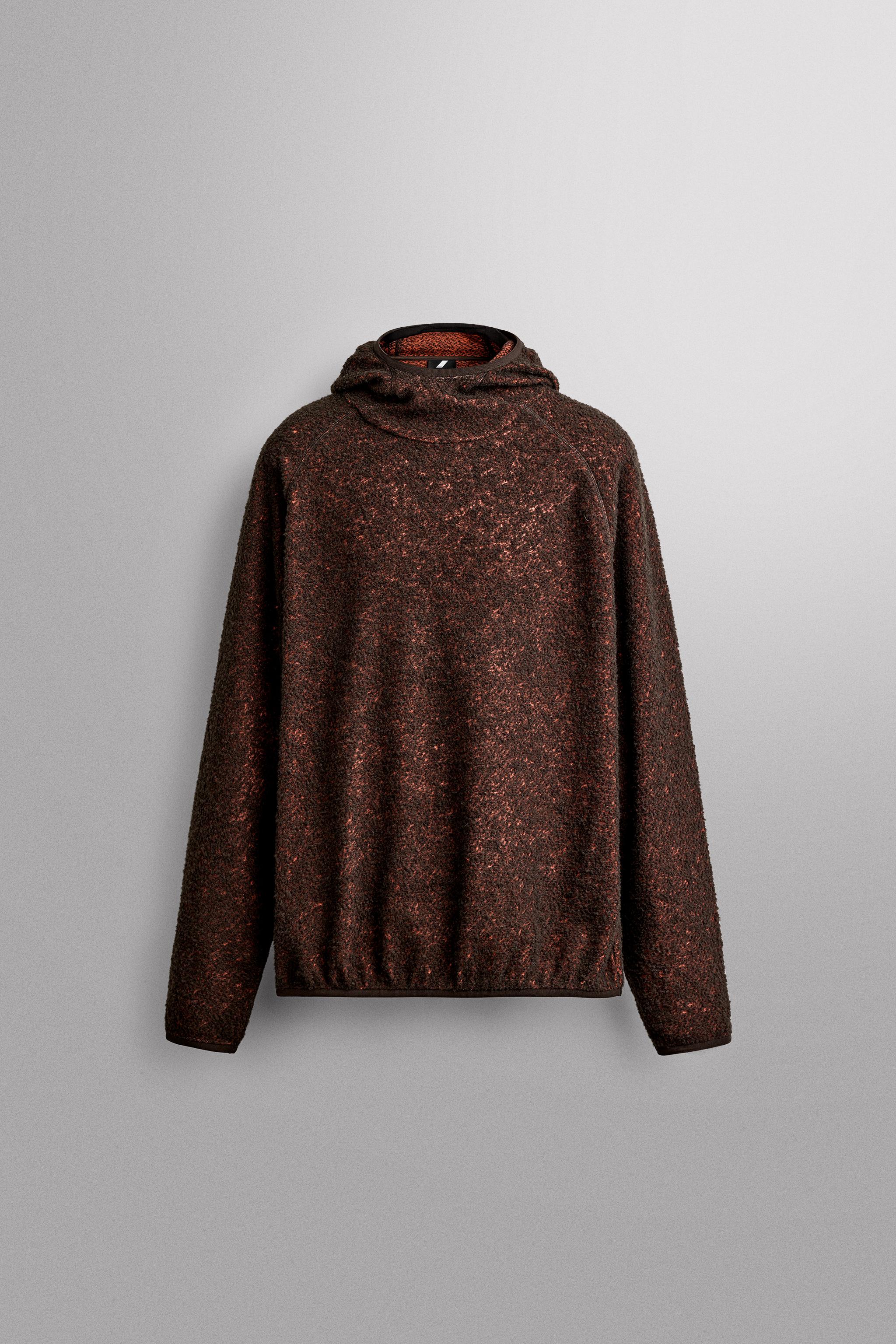 WOOL-BLEND FLEECE HOODED SWEATSHIRT