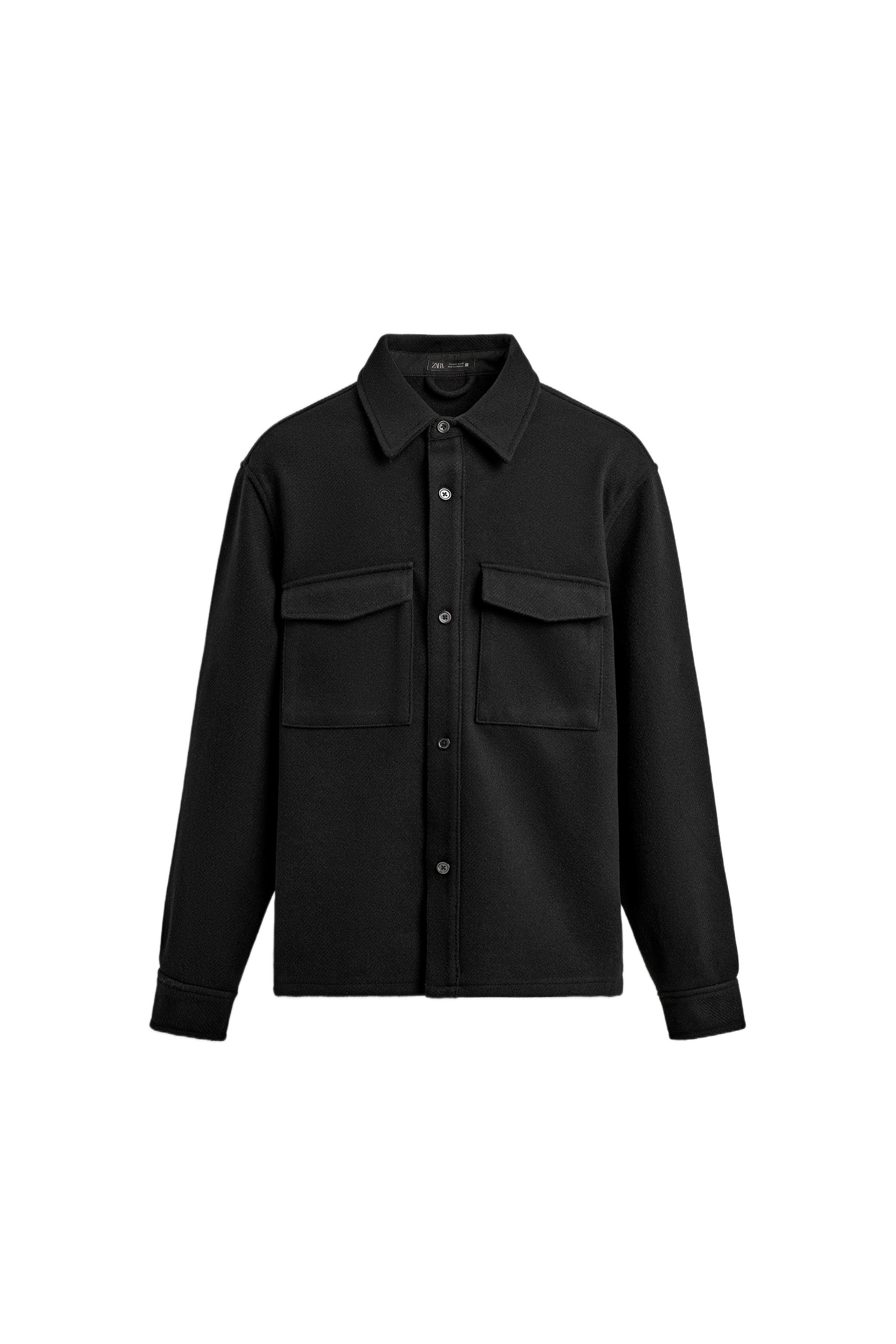TWILL TEXTURED WATER REPELLENT OVERSHIRT - Black | ZARA Canada