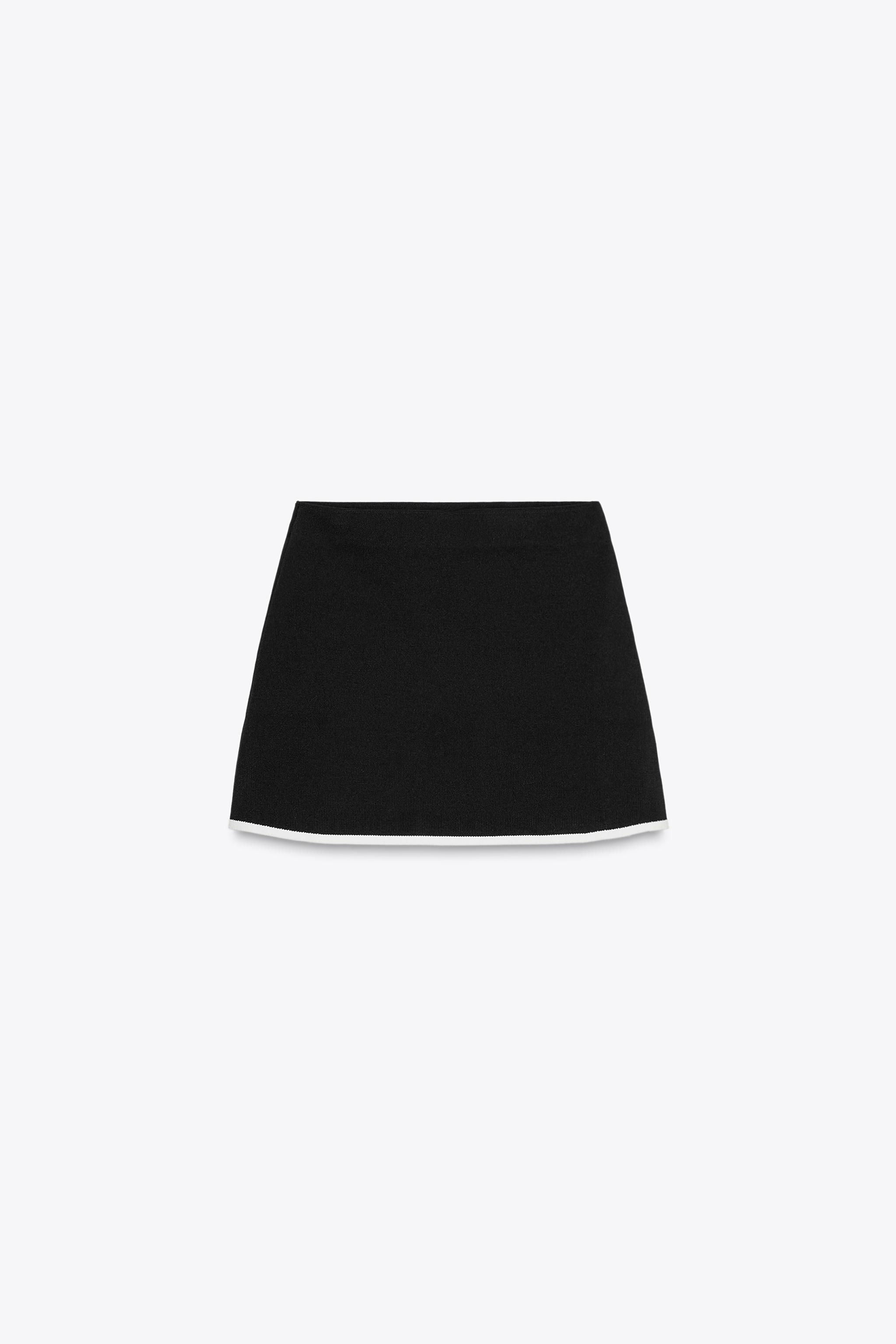 CONTRAST TRIM MINI SKIRT - Black / White | ZARA United States