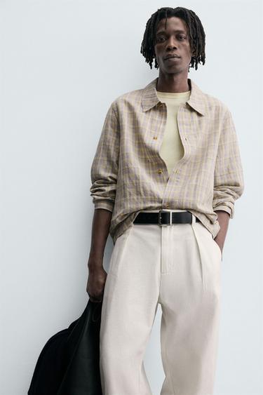 TEXTURED CHECK SHIRT - Sand by Zara - Image 5