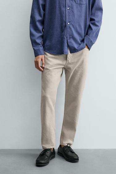 ДЖИНСИ SLIM CROPPED FIT - Сіровато-бежевий колір Zara