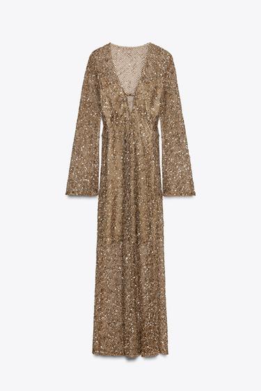 SEQUINNED MIDI DRESS - Brown by Zara - Image 4
