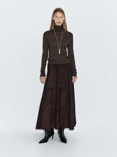 Zara High neck wool blend sweater - Chocolate