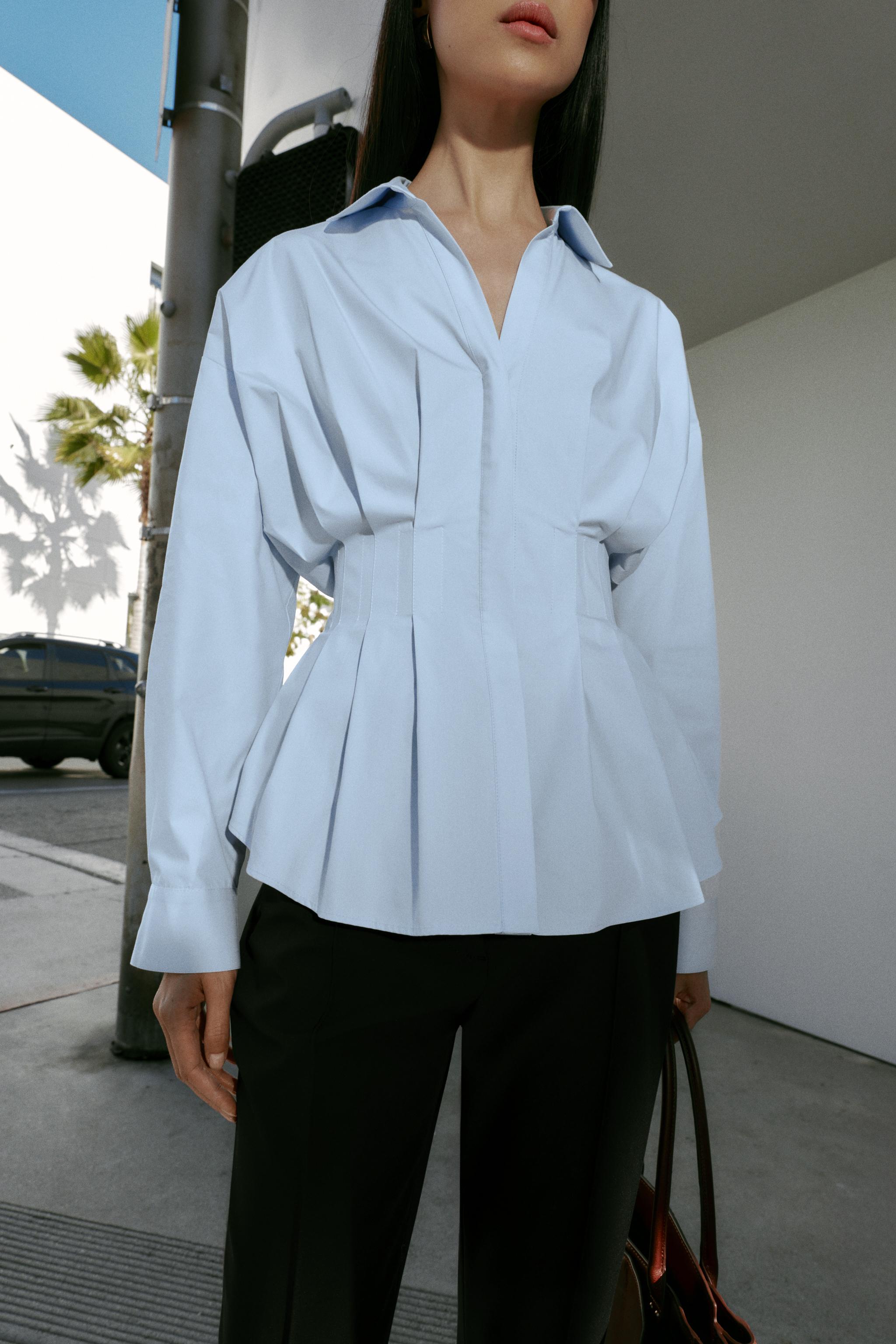 STRIPED PLEATED SHIRT