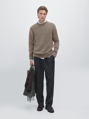 Zara Wool blend crew neck knit sweater - Bone - Image 0