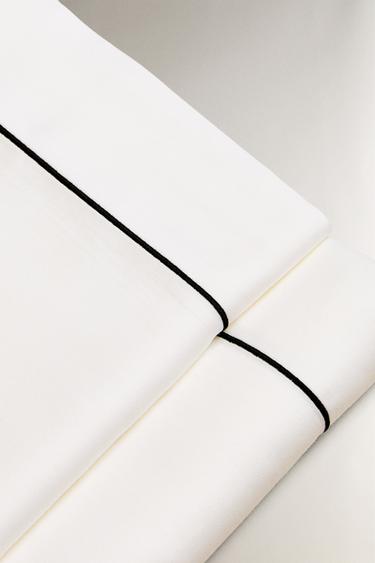 SATEEN FLAT SHEET WITH EMBROIDERED EDGE - Black by Zara - Image 4