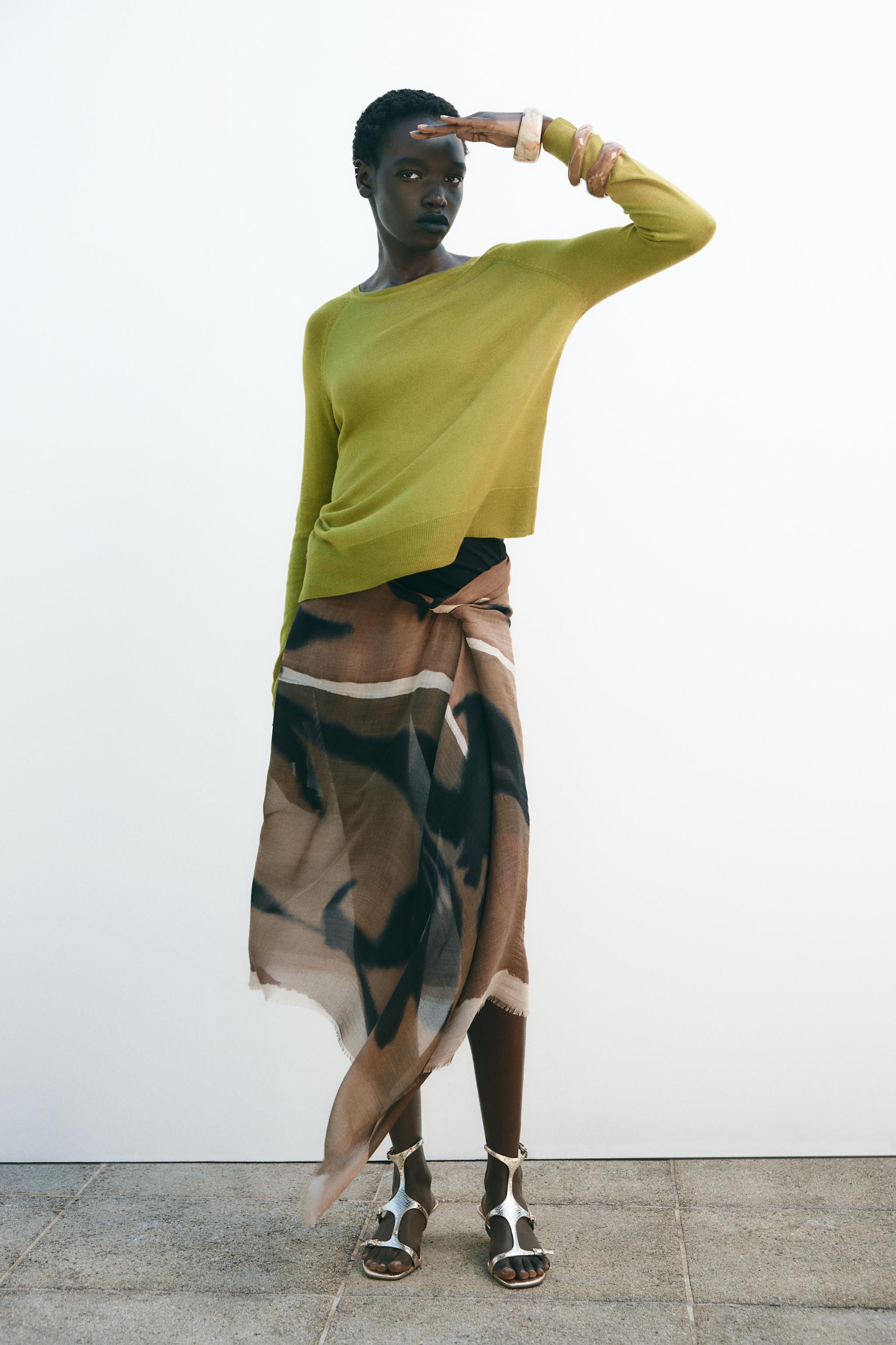 ☆ドイツ発*ZARA*新作*シルクモダールプリントスカーフ/TM☆ モダールプリントスカーフ - ブラック | ZARA Japan / 日本