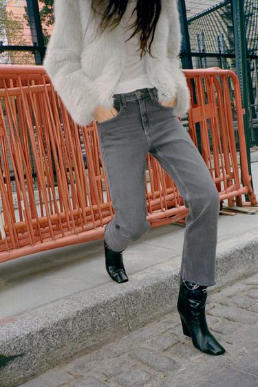 TRF HIGH-WAIST CROPPED FLARE JEANS - Anthracite grey by Zara