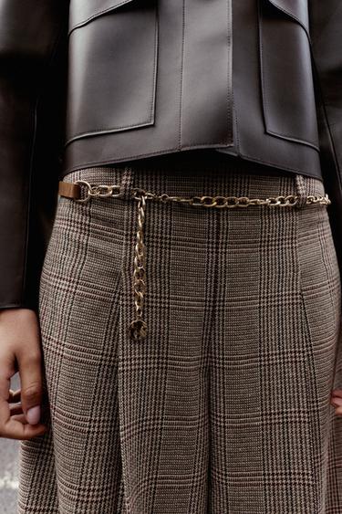HOUNDSTOOTH LONG BERMUDA SHORTS WITH BELT - Multicoloured by Zara - Image 3