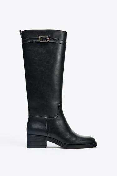 EQUESTRIAN BUCKLE BOOTS - Black by Zara