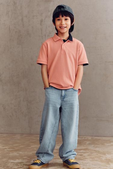 Zara 基本款網眼布 POLO 衫 - 淺粉色