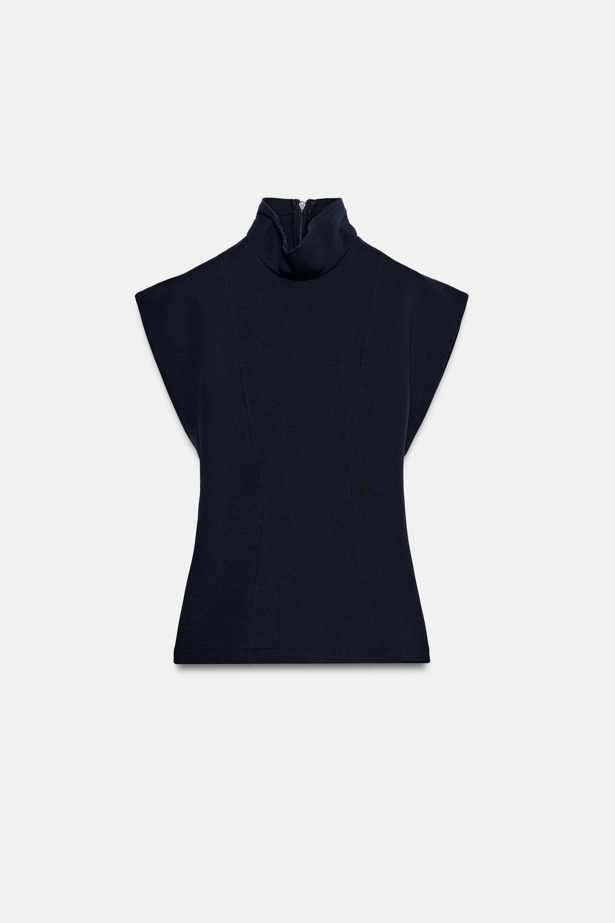 INTERLOCK MOCK-NECK TOP