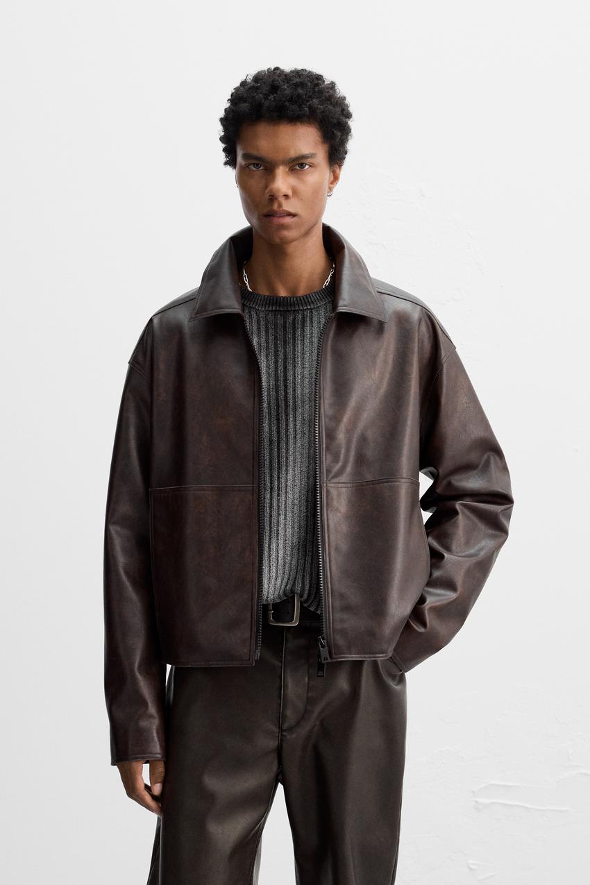 フェイクレザージャケット LIMITED EDITION - ダークブラウン | ZARA 