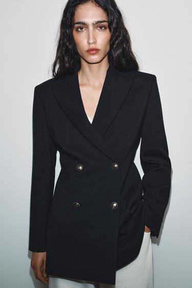 FITTED BUTTONED BLAZER ZW COLLECTION - Dark navy by Zara