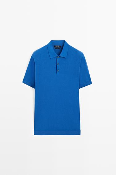 Zara 100% Cotton Knit Polo Shirt - Beige