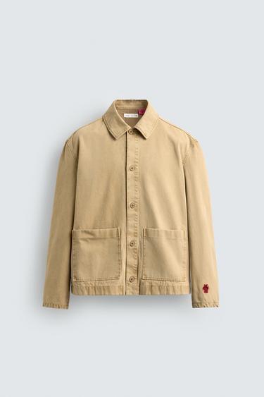 Zara RELAXED FIT CANVAS OVERSHIRT AMANDA LOBOS X ZARA - Beige / Taupe brown