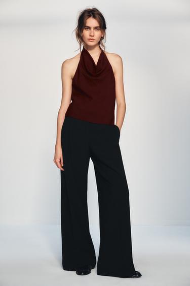 TOP HALTER RÚSTICO - Granate de Zara