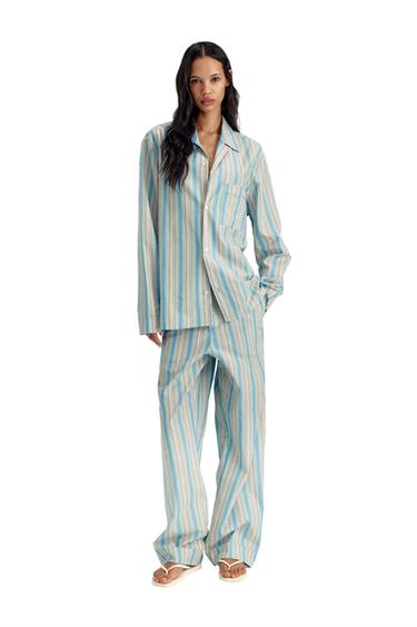 RELAXED FIT STRIPED JACQUARD TROUSERS - Light blue by Zara - Image 0
