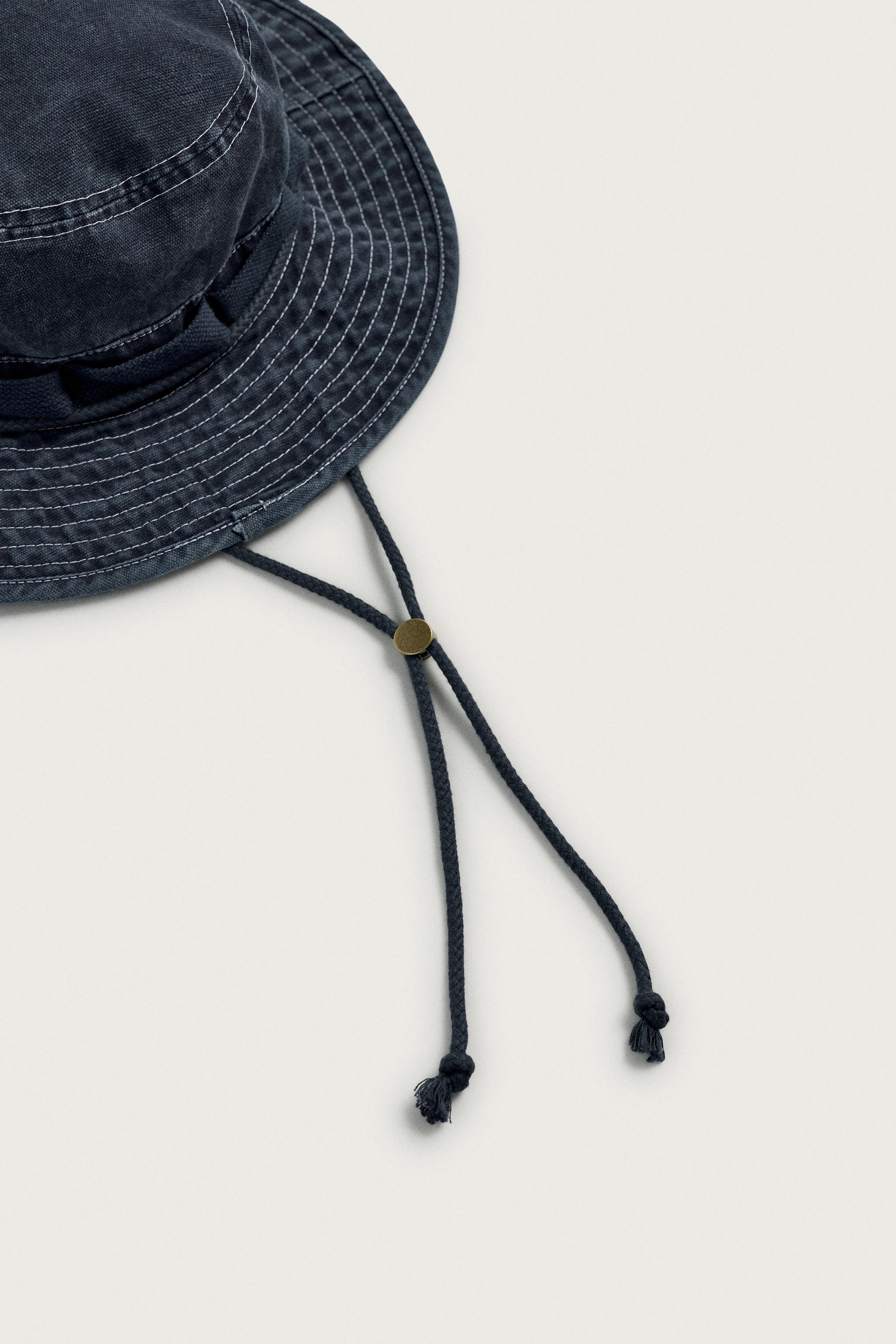 WIDE BRIM BUCKET HAT — Navy blue (alternate view)