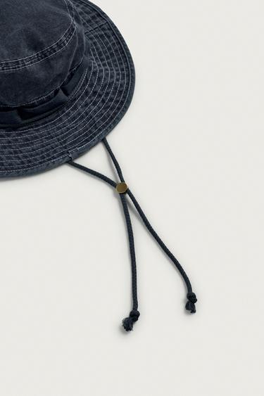 WIDE BRIM BUCKET HAT — Navy blue 2