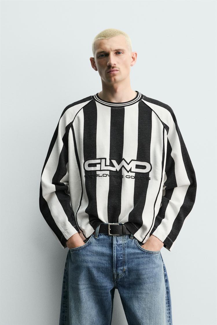 ZARA TEXTURED STRIPE JACQUARD T-SHIRT