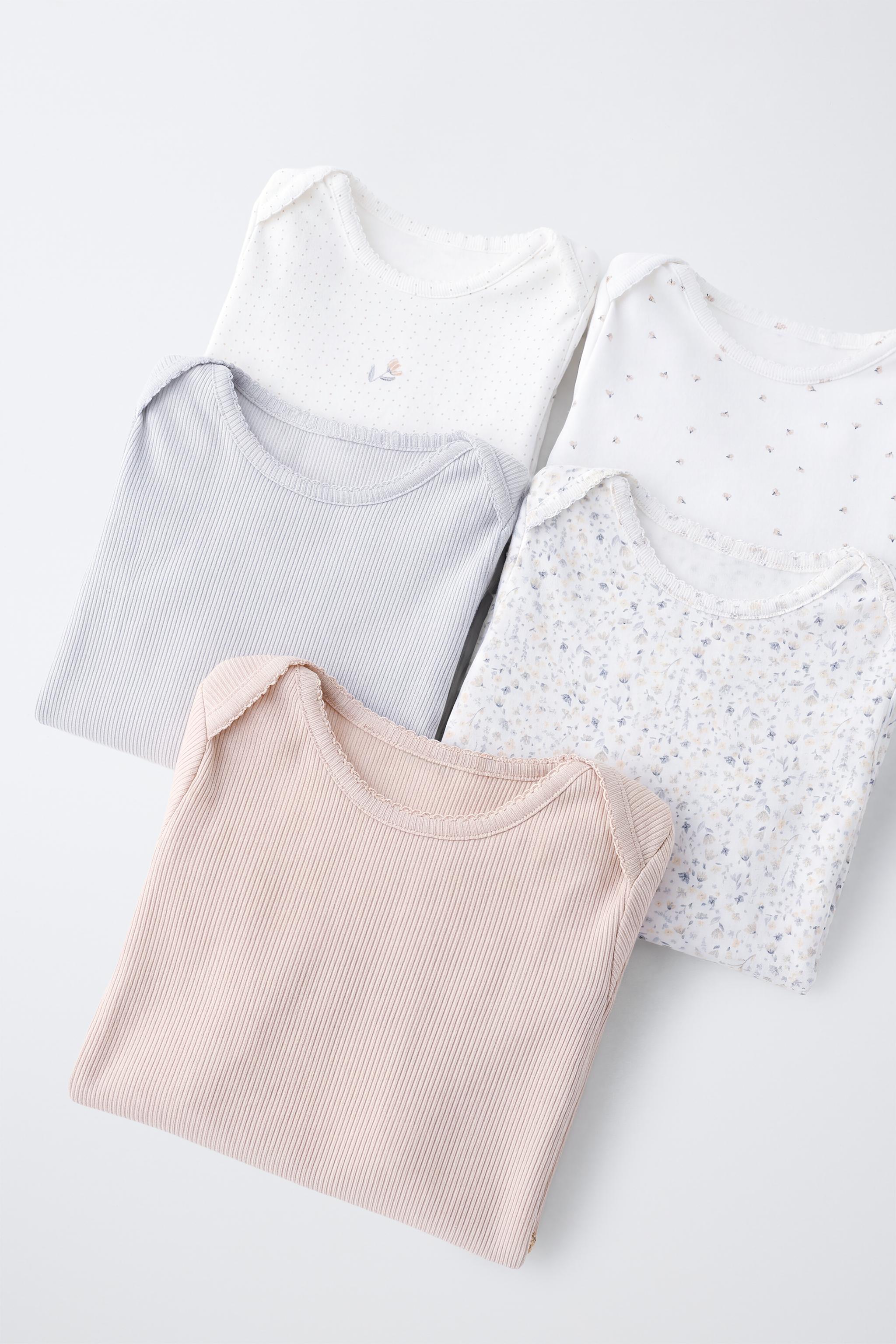 LOT DE CINQ BODYS MANCHES LONGUES IMPRIMÉ FLEURS